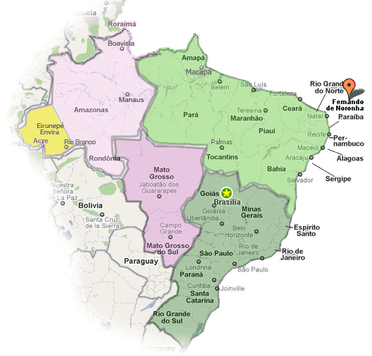 Brazil Time Zones Map Current local time with time zone