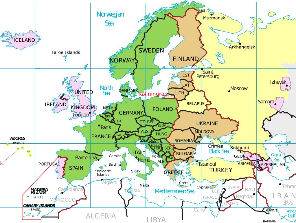 Europe Time Zones Map live Current local time with time zone Europe