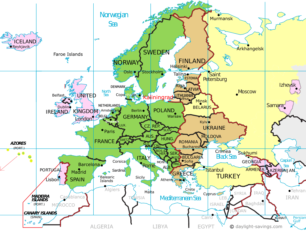 Europe Time Zones Map Live Current Local Time With Time Zone Europe 