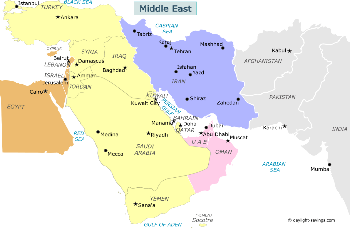 Middle East Time Zone Map Live Current Local Time With Time Zone 