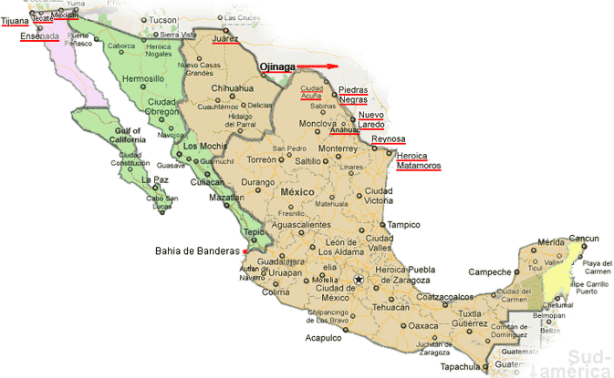 Mexico and USA Time Zones Map live Current local time with time zone