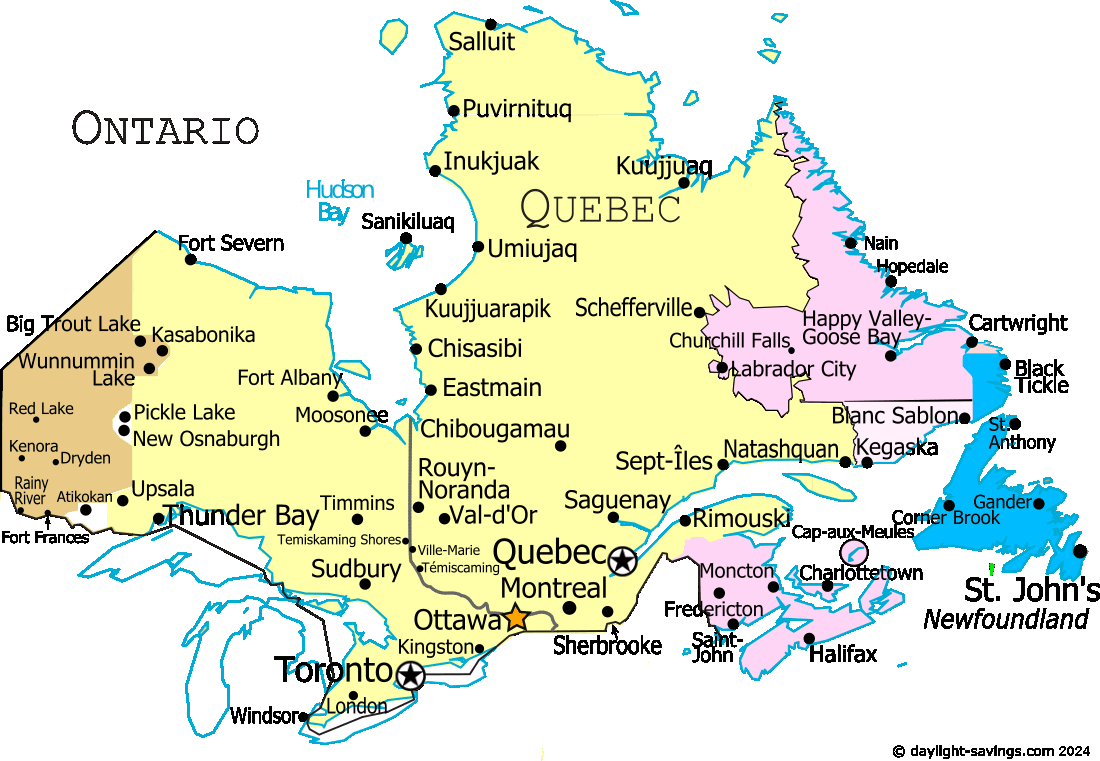 Ontario and Time Zone Map - Current local time with time zone