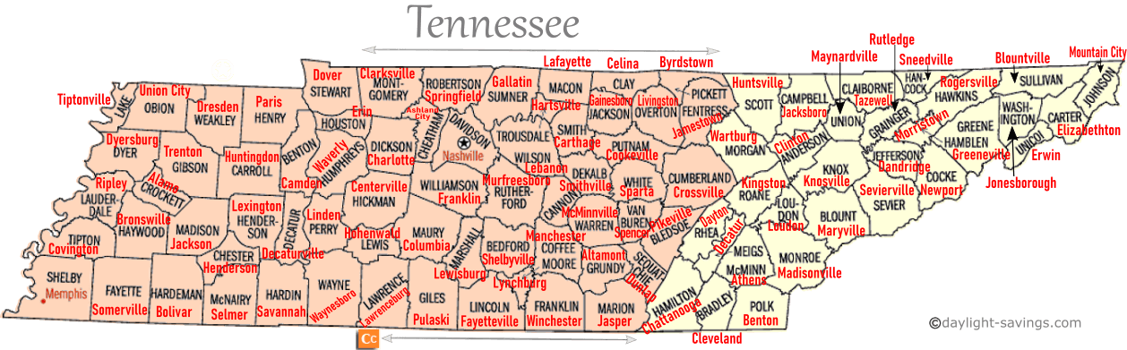 Tennessee Map With Time Zone