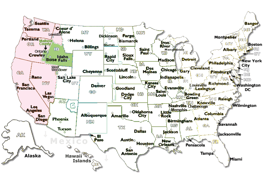 Us Time Zones Pacific 