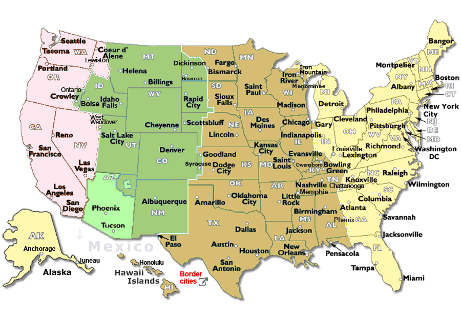 USA Time Zones Map live - Current local time with time zone - Daylight Savings US