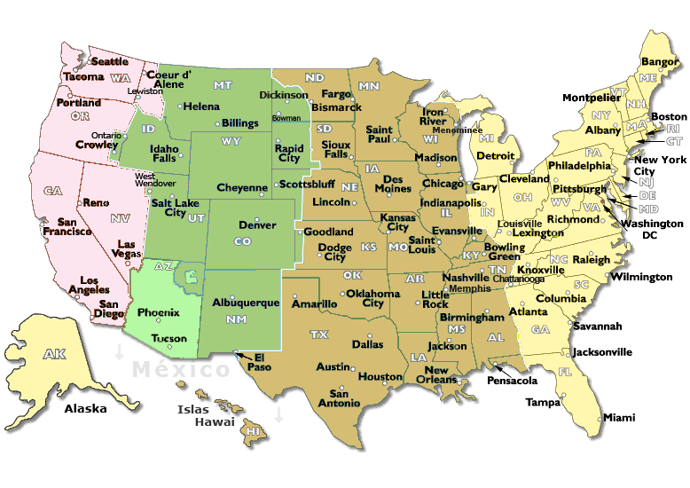 Us Time Zones Map Current Local Time With Time Zone