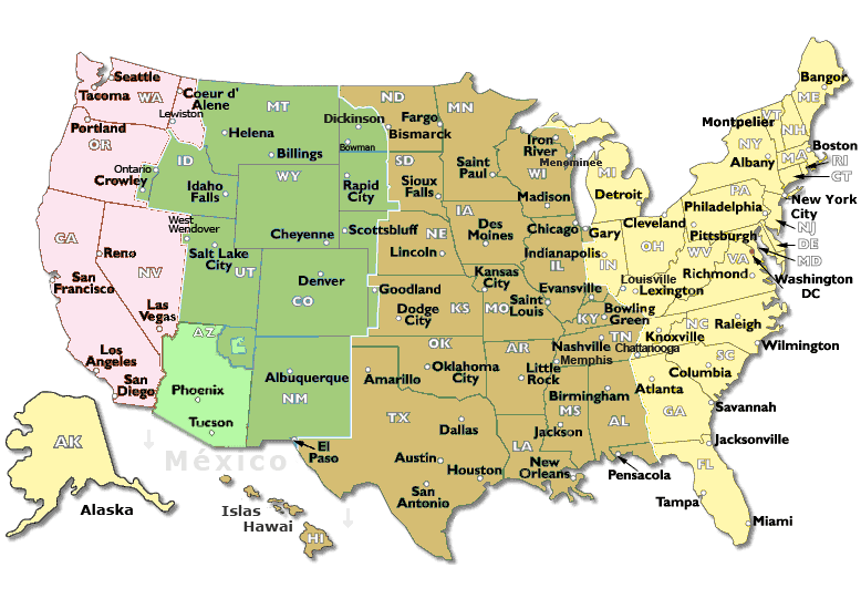 Us Time Zone Map With Current Time US Time Zones Map   Current local time with time zone